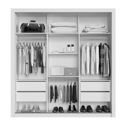 Guarda-Roupa Casal 3 Portas New Panam� c/Espelho T�quio Branco Larg. 1.85m Sall�to
