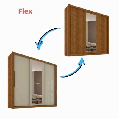 Guarda-roupa Casal New Panam� Cinamomo/Off 3 Portas Flex 4 Gavetas C/ 1 Espelho Larg. 1.85m Sall�to