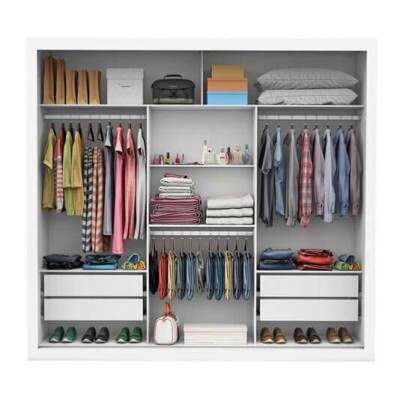 Guarda-Roupa Casal Veneza Larg. 1.88m 3 Portas com Espelho Branco Carioca