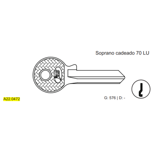 CHAVE YALE - SOPRANO CADEADO LU C576