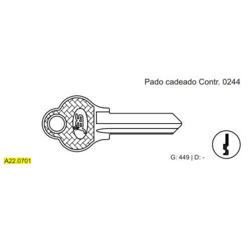 CHAVE YALE PADO CADEADO LU CONTR.0244 C449