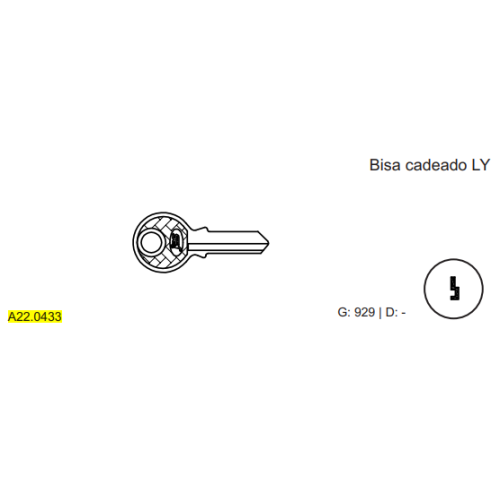 CHAVE YALE BISA CADEADO LY C929