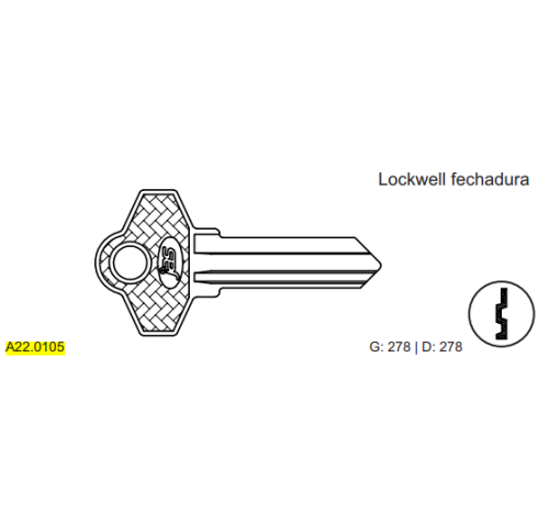 CHAVE YALE LOCKWELL FECH C278 MARCA:GOLD