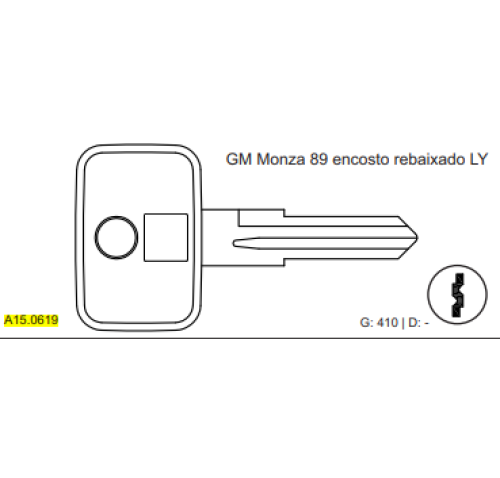 CHAVE PVC AUTO GM MONZA 89 LY ENC REB C410