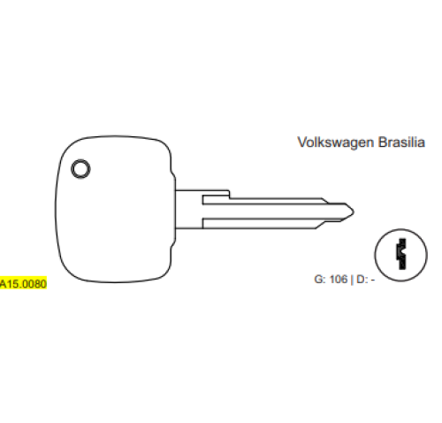 CHAVE PVC AUTO VW BRASILIA C106