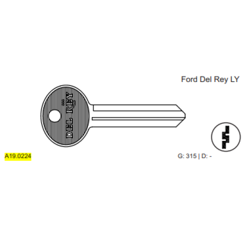 CHAVE METAL AUTO YALE FORD DEL REY LY 09-B34 C315