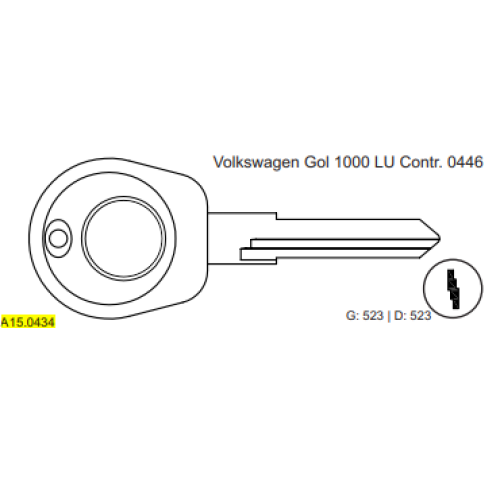 CHAVE PVC AUTO VW GOL 1000 LE C523