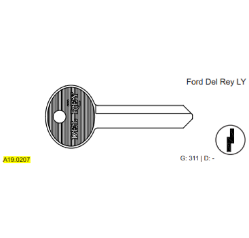 CHAVE METAL AUTO YALE FORD DEL REY LY C311