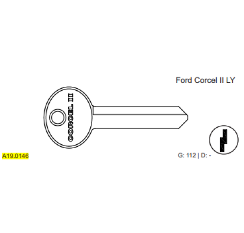 CHAVE METAL AUTO YALE FORD CORCEL 2 LY C112