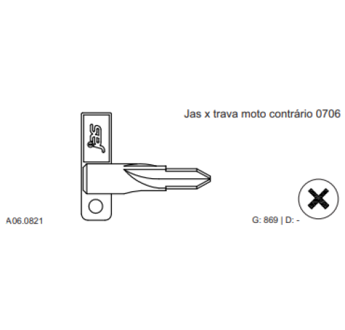CHAVE TETRA JAS + TRAVA MOTO CONTR. 0706 NIQUEl C869