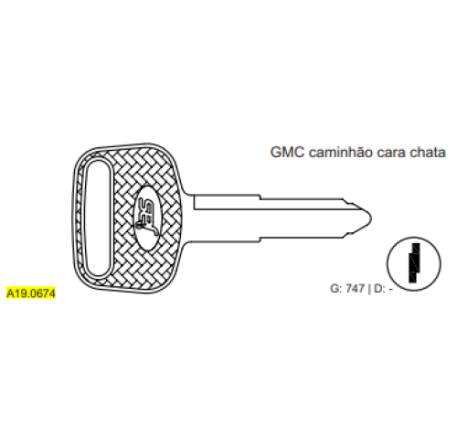 CHAVE METAL AUTO YALE GMC CAMINHAO CARA CHATA C747