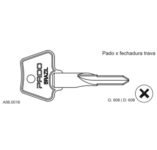 CHAVE TETRA PADO + FECH. NIQUELADA C608