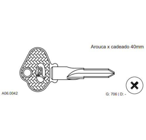 CHAVE TETRA AROUCA X CADEADO 40MM NIQUEL C706