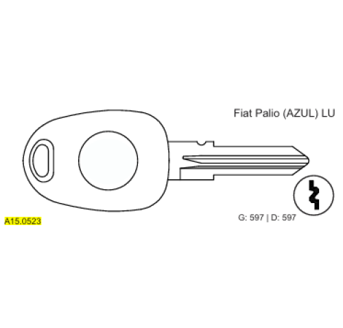 CHAVE PVC AUTO FIAT PALIO CAB AZUL C597