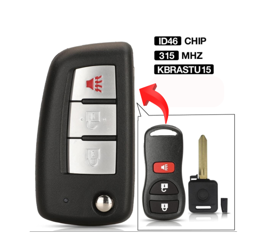 CANIVETE NISSAN COMPLETA ADAPT TELECOMANDO 2B + P FREQ.315MHZ