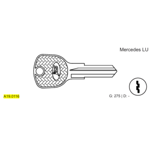 CHAVE METAL AUTO MERCEDES LU