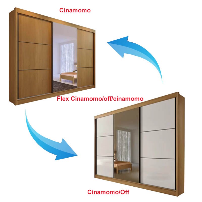 Guarda-Roupa Casal Los Angeles c/Espelho Cinamomo/Off/Cinamomo MDF