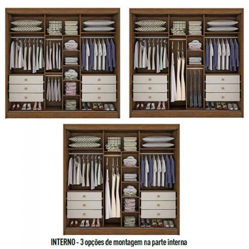 Guarda-Roupa Casal New Dallas Branco MDF D Doro - Drika Móveis
