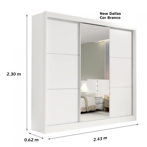 Guarda-Roupa Casal New Dallas Branco MDF D Doro - Drika Móveis