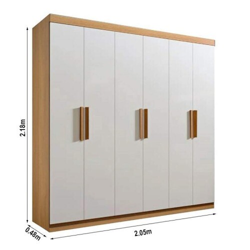 Roupeiro Casal Colibri Cinamomo/Off 6 Portas 6 Gavetas Larg. 2.05m