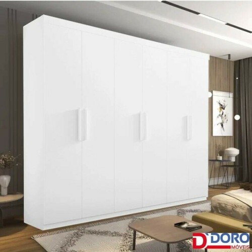 Roupeiro Casal Colibri Branco 6 Portas 6 Gavetas Larg. 2.05m - D