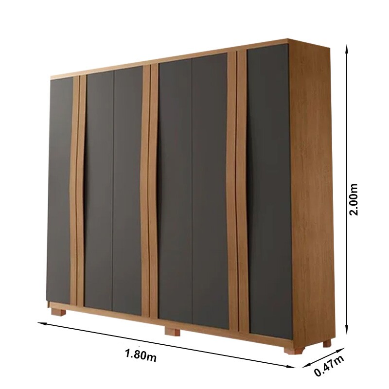 Roupeiro Grécia Nature/Grafite 6 Portas C/ Pés 100% MDF Larg. 1.80