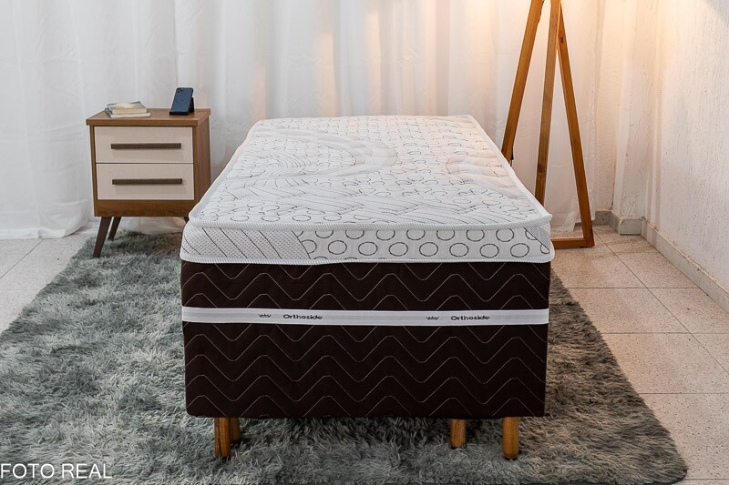 Cama Box Solteiro Livina Molas Ensacadas + Cama Auxiliar Orthoside