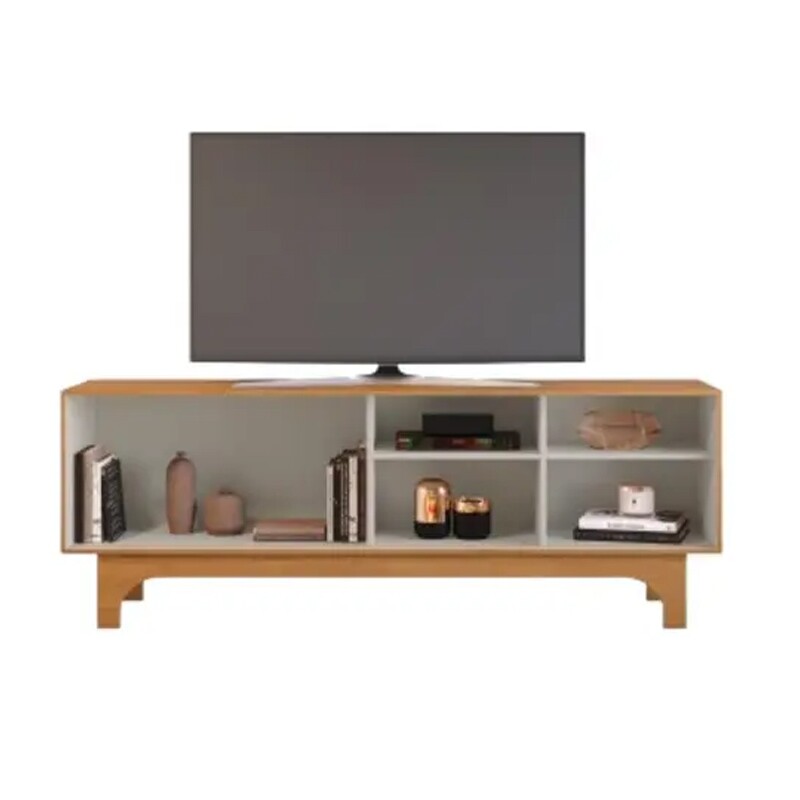 Rack Sereno Larg. 1.68m Cinamomo/Off C/Porta Ripada para TV até 70