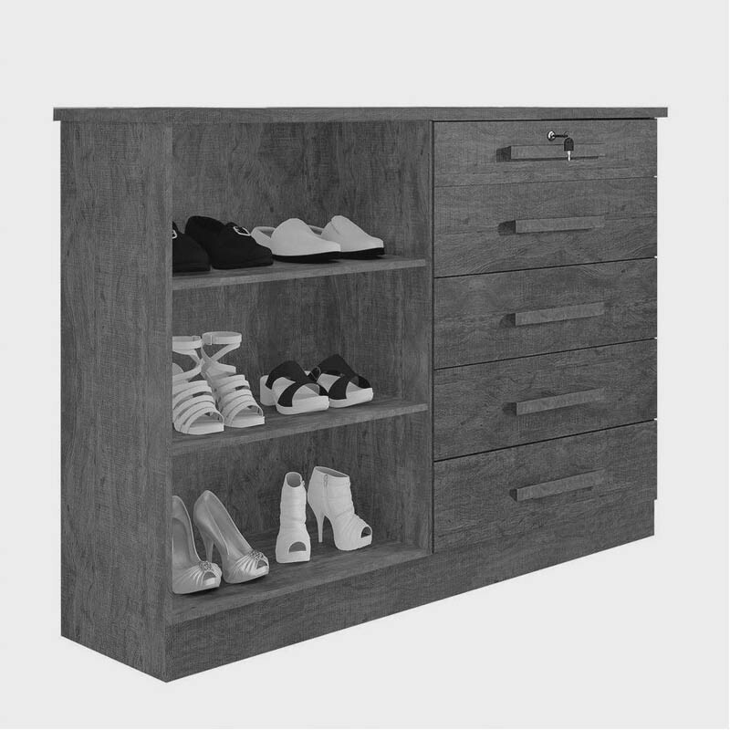 Cômoda New Athos Branco 5 Gavetas e Sapateira Larg. 1.36m - D Doro