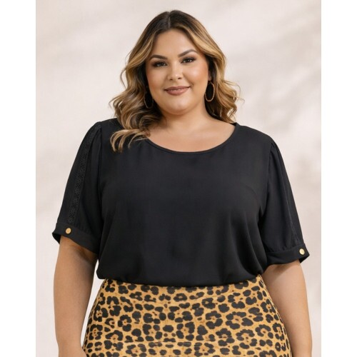 Blusa Taty Preto Plus