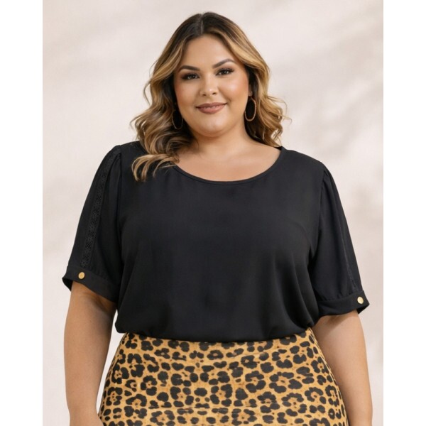Blusa Taty Preto Plus