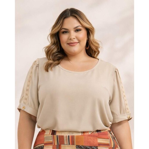 Blusa Taty Bege Plus