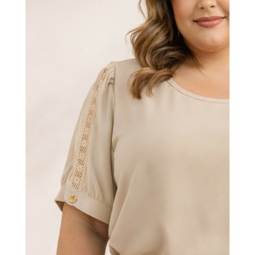 Blusa Taty Bege Plus