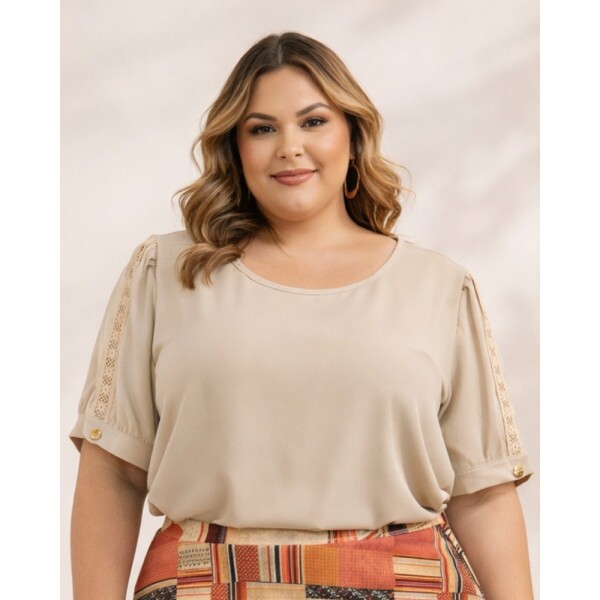 Blusa Taty Bege Plus