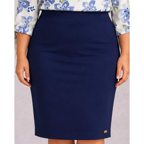 Saia Rosane Azul Marinho Plus Size