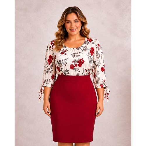 Saia Rosane Marsala Plus Size
