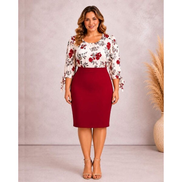Saia Rosane Marsala Plus Size