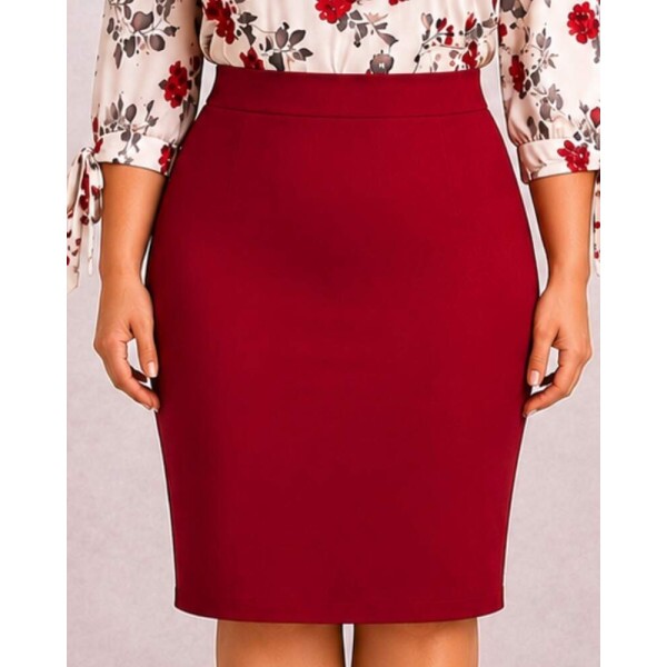 Saia Rosane Marsala Plus Size