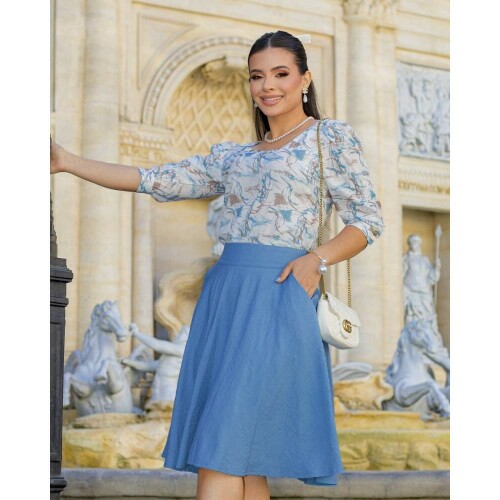 Saia J�lia Azul Celeste