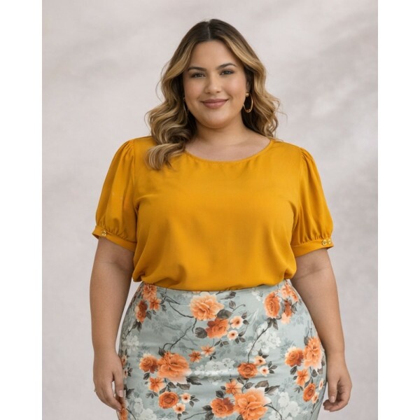 Blusa Rosana Mostarda Plus Size