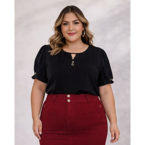 Blusa Olivia Preto Plus Size