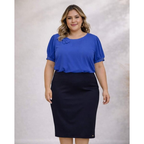 Blusa Iolanda Azul Royal Plus Size