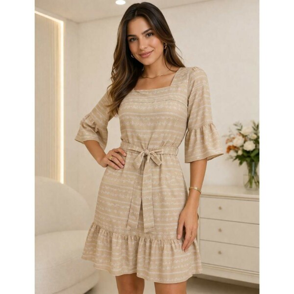 Vestido Isabeli Bege