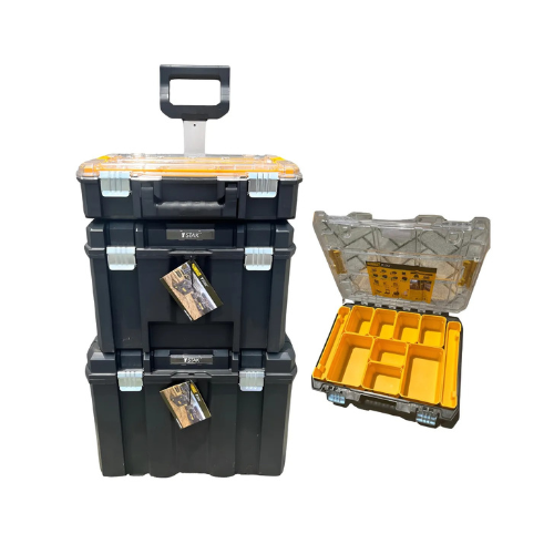 DWEセット③ Kit 3 Caixas Ferramentas C/rodas Gavetas Dewalt Preto - LOJA P.FÉR