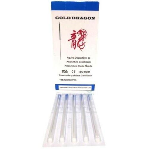 Agulha de Acupuntura 0,18x8mm cx c/ 100 unid Dragon - (Com loop)