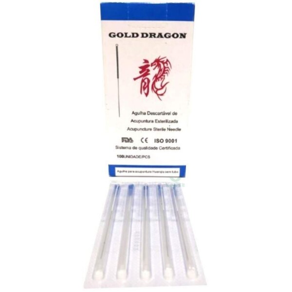 Agulha de Acupuntura 0,18x8mm cx c/ 100 unid Dragon - (Com loop)
