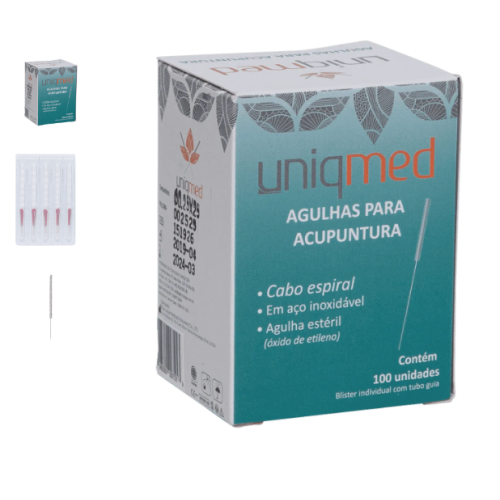 Agulha de Acupuntura 18x08mm cx c/ 100 unid - UNIQMED
