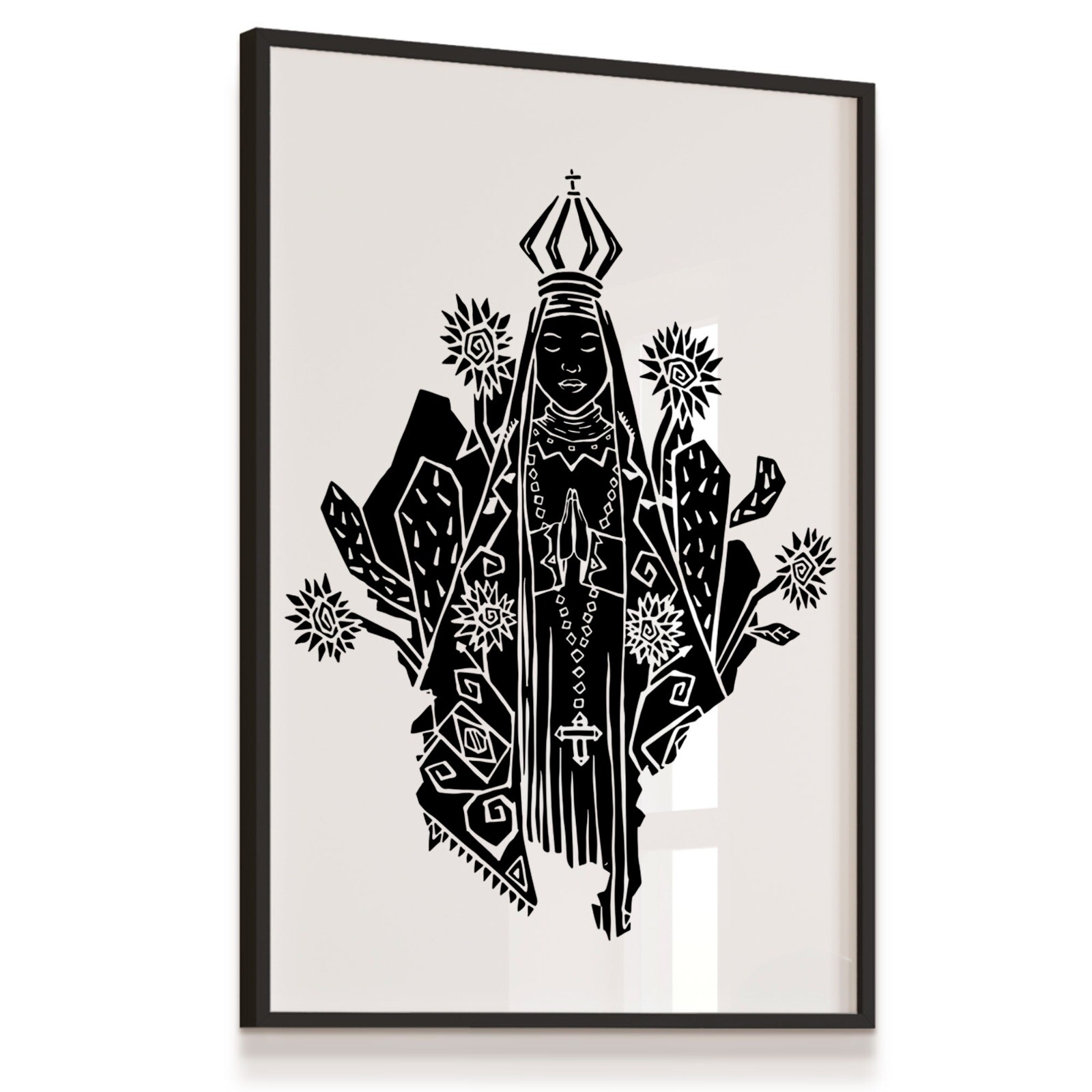 Quadro Decorativo Nossa Senhora Aparecida Nordeste Preto E Branco - Art ...