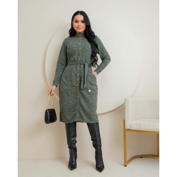 Vestido Casaco Ana Paula Verde Musgo